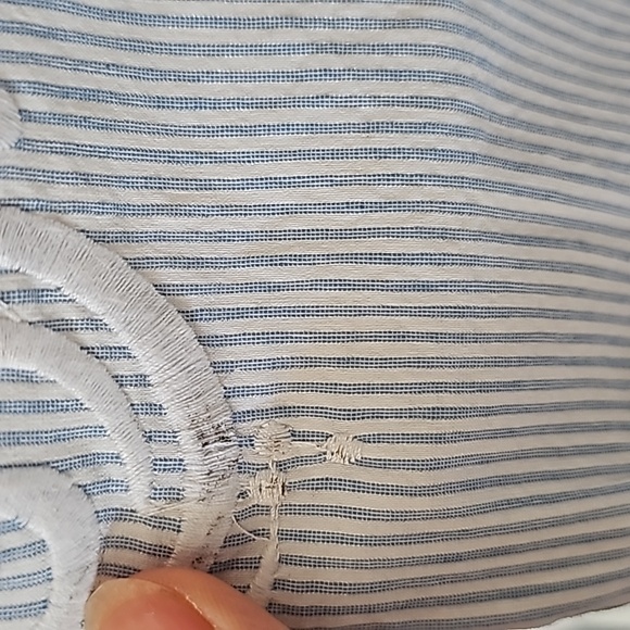 Women Blue & white stripes long sleeve button down shirt - Picture 5 of 8